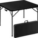 34“Square Card Table, Portable Folding Game Table for Parties & Camping, Fold in Half Design with Removable Steel Legs, Waterproof HDPE Top, Easy Setup Indoors & Outdoors, White, 34in