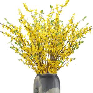 Artificial Forsythia Branches, 6 Pcs 39.4 Inch Cherry Blossom, Spring Flowers Artificial for Decoration, Silk Forsythia Flowers Artificial Orchids Wedding Office Home Party Dining Table Decor