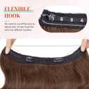 Benehair Halo Hair Extensions Real Human Hair, Brown Halo Hair Extension 100% Human Hair, Wavy Halo Extensions Human Hair, Curly Hair Halo Extensions, Wire Hair Extension, Medium Brown 60g/14Inch