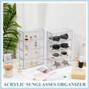 Sintuff 2 Pieces Acrylic Sunglass Organizer Clear Sunglass Holder with 4 Drawers Glasses Organizer for Women Clear Eyeglass Holder Eyewear Display Case Multiple Pair for Glasses Jewelry Watch Storage (White)