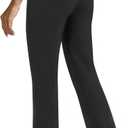Yoga Pants with Pockets for Women, High Waist Tummy Control Flare Business Casual Dress Trouser (X-Large, Black)