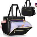 Teacher Tote Bag with Accordion File Organizer Pocket, Soft Nylon Utility Bag with 15.6 inch Laptop Compartment & USB Port, Large Work Tote Bag for Office Supplies Women (Black)