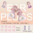 4 x Elate Silicone Ear Plugs for Sleeping, 27dB Noise Reduction Reusable Earplugs, Soft Comfortable Ear Plugs for Snoring, Travel, Study, Concert, Swimming with Case - Pink (1 pair (Pack of 1))