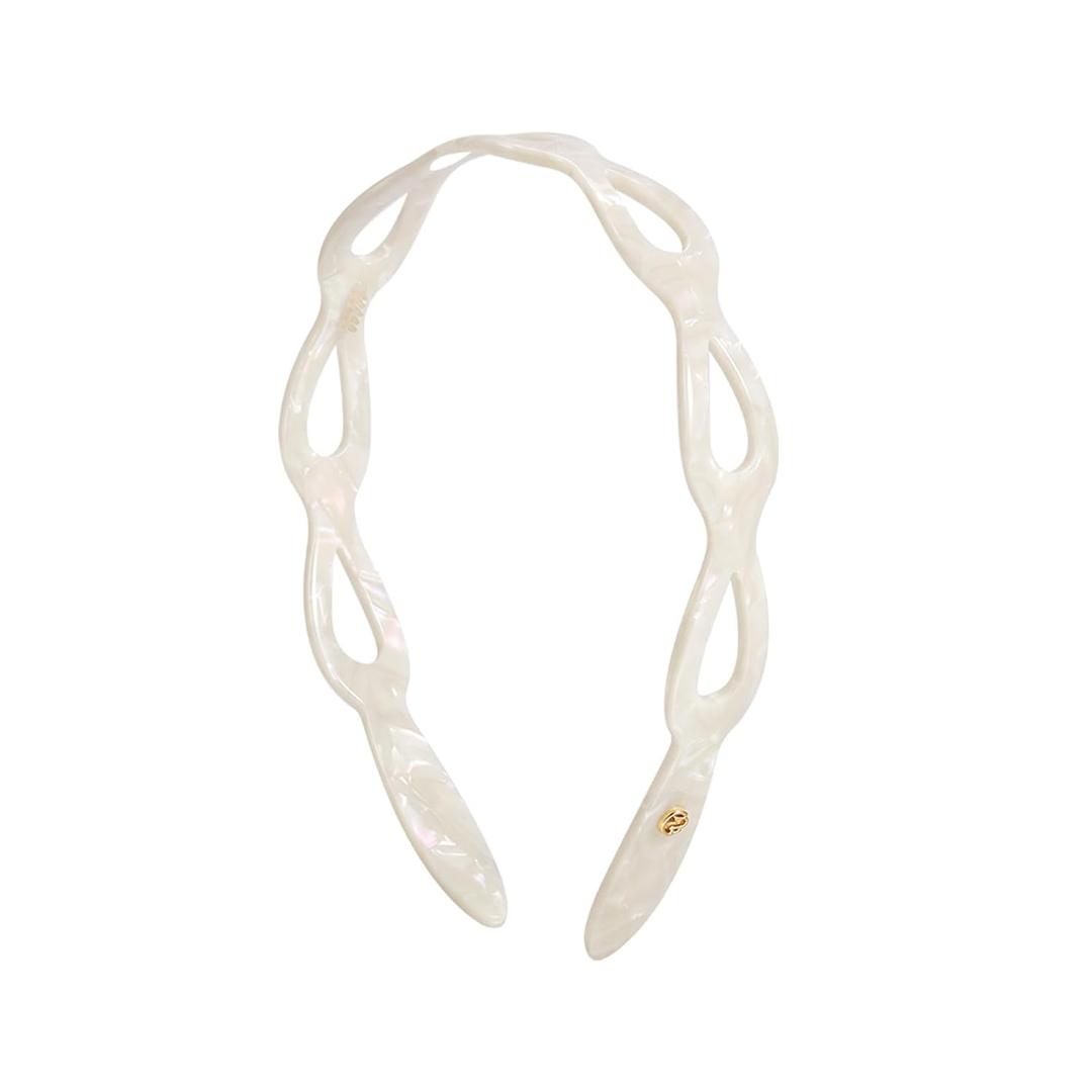 EVITA PERONI Headbands for Women Non Slip Acetate Hollow Design High-grade and Fashionable Headbands Women's Hair with Teeth Comfort Hairband - White