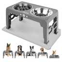 Elevated Dog Bowls, Dog Feeder with Stainless Steel Dishes & Slow Feeder Bowl, 5 Heights Adjustable Raised Stand for Medium Large, Food Dishes with Non-Slip Feet