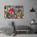 Graffiti Paintings Canvas Colorful Wall Art Living Room Decor Pictures Music Collage on Brick Wall Contemporary Home Decor Modern Artwork Posters and Prints Framed Ready to Hang (44''W x 28''H)