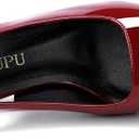 Women's Slingback 3In Kitten Heel Comfortable Closed Toe Pumps Dress Shoes for Women (6.5, Cap Wine Patent)