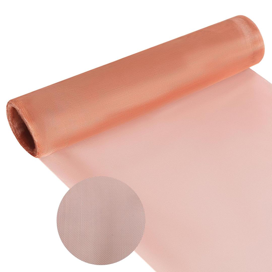 Copper Mesh Screen 40-Mesh 12 in x 39ft,Pure Copper mesh roll,Woven meshs Crafts for Grounding Dense Filter for Window Protection