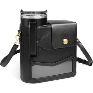 Crossbody Bag for Stanley Cup Purse, Outdoor Portable Water Bottle Holder with Adjustable Shoulder Strap (Black)