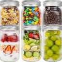 LUODA MirthMood 32 OZ Wide Mouth Mason Jars, 6 Pack Glass Mason Jars With Airtight Lids, Quart Mason Jars Wide Mouth For Fermenting, Pickling, Freezing, Preserving, Meal Prep, Jar Decor