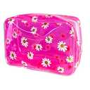TSA Approved Toiletry Bag - Pink Daisy Pattern Print Clear Makeup Bag for Women Travel Vacation Bathroom Organizing (Pink), Pack 4