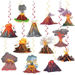 24 Pcs Volcano Hanging Decorations Lava Volcano Hanging Swirls Ceiling Swirls Volcano Birthday Party Supplies for Lava Party Decorations Science Dinosaur Party Luau Hawaiian Party