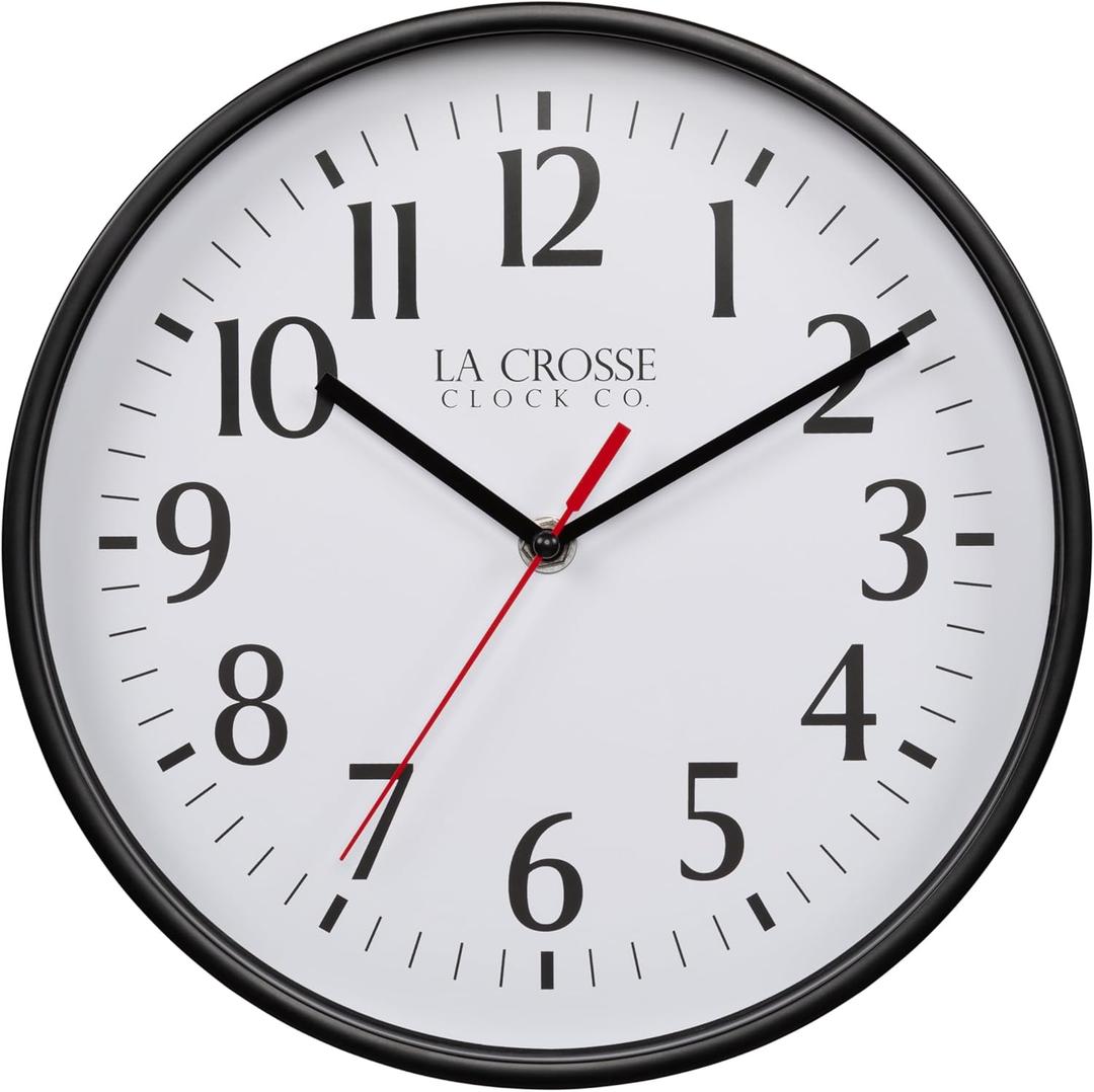 La Crosse 404-3025B 10-inch Basics Quartz Analog Wall Clock - Black