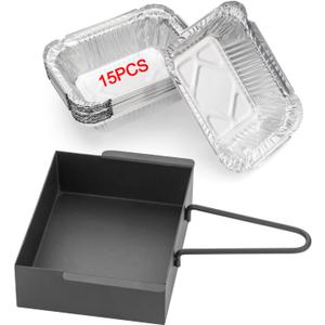 Grill Drip Pan for Nexgrill 720-0830H with 15Pack Aluminum Foil Liner,Grease Catcher Cup Box for Home Depot Nexgrill 720-0830D,720-0888N,720-0925P,720-0896,720-08882A,Grease Pan for Cuisinart CGG-7400
