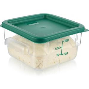 Ziliny 1 Pcs 2 Qt Square Food Storage Container with Lid, Clear Plastic Container with Lid and Scale in Green, Kitchen Organization Set for Home Kitchen, Restaurant Meal Prep