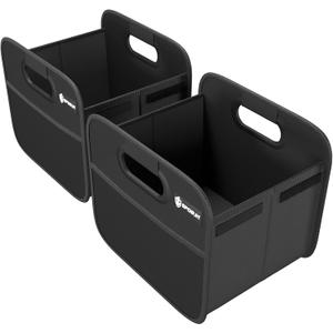 Sposuit Trunk Organizer for Car - Collapsible Split Trunk Storage with Reinforced Handles, SUV Trunk Organizers for Grocery Cargo (Black, 2Pack)