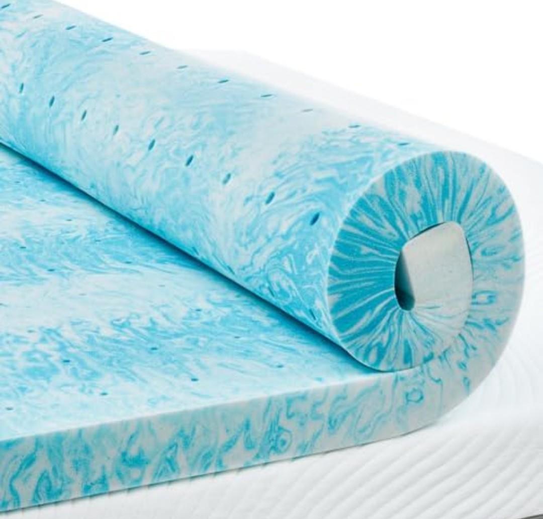 PERLECARE 3 Inch Twin Memory Foam Mattress Topper, Cooling Gel Infused Mattress Pad, Ventilated Bed Topper for Pressure Relief, CertiPUR-US Certified, Blue