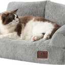 Hollypet Fluffy Dog Cat Bed Pet Couch Beds Plush Soft Warming Washable Puppy Bed for Small Medium Dogs and Large Cats, Silver Gray, 24" L x 18" W x 10" Th