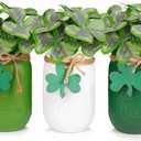 St Patricks Day Decorations, Farmhouse Spring Table Centerpieces Irish Decor for Home, Shamrock Mason Jars, Irish Decorations For Home, Saint Patricks Day Decorations Tiered Tray Party Decor