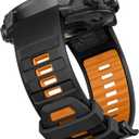 OVERSTEP Watch Band for Garmin Fenix 8 AMOLED/Solar 51mm, Fenix 7X, Fenix 6X, Fenix 5X, Fenix 3 Series, Epix Pro 51mm, Tactix 7/Delta, Enduro/2/3 Series  Durable, Waterproof Replacement Strap (Black & Orange)