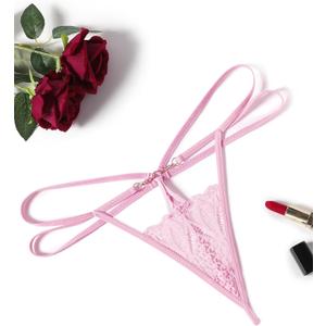 Avidlove Women Sexy Underwear Lace Panties Floral Lace Briefs Hollow Out Thong Panty (Pink, XL)
