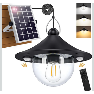 Auzev Solar Shed Light Indoor Outdoor Pendant Lights Solar Powered with 2 Motion Sensor, Waterproof Solar Hanging Lamp for Porch, Inside Home, Farmhouse, Gazebo, Chicken Coop
