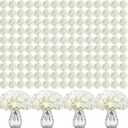 Auihiay 404PCS Hydrangea Artificial Flowers, Silk Artificial Flowers Heads with Stems, Ivory Lifelike Faux Flowers for Wedding Centerpieces, Arch and Background, Party, Home, Baby Shower Decor