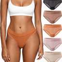 COOPLUS Cotton Women's Underwear, Soft Breathable Comfortable Panties (5/6 Pack) (Green)