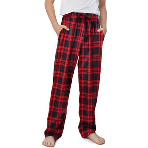 Storeofbaby Boys Casual Plaid Pants Loose Elastic Waist Long Trousers with Pockets (Small, Red Black)