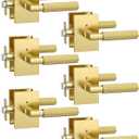 Asidrama 6 Pack Brushed Gold Privacy Door Handles, Door Lever with Door Knobs Indoor for Bedroom or Bathroom, Heavy Duty Door Handles Interior with Locks for Left-Right Sided Doors