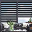 Changshade Cordless Zebra Blinds for Windows, Modern Dual Layer Zebra Blinds with Light Filtering & Privacy Control,Easy Install Zebra Blinds for Indoor Windows,（45" W×72" H,Black）