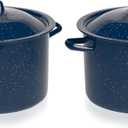 Imusa Stock Pot, 6-Quart Speckled Enamel | Blue | with Lid | Pack of 2