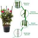 18" Small Plant Support Tomato Cages, 4 Pack Adjustable Garden Trellis for Indoor Outdoor Climbing Plants, Peony Flower Stakes with 66ft Garden Twist Ties, Green Metal Plant Cages for Pots & Garden