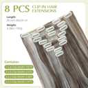 Clip in Hair Extensions, 8PCS 24 Inch Clip in Long Wavy Synthetic Hair Extensions Ash Blonde mix Light Gray Fiber Double Weft Natural Hairpieces for Women