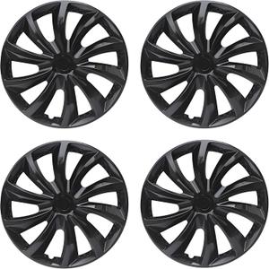 Hubcap Wheel Cover Replacement R16 Hub Caps Universal-Fit Steel Wheel Rim Cover ABS Material Exterior Accessories for Car Truck SUV -Set of 416-inch Black