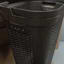 Mind Reader 60L Slim Laundry Hamper, Clothes Basket, Lid, Ventilated, Plastic, 17.25"L x 13.75"W x 23.5"H, Set of 2, Brown, 2-Pack