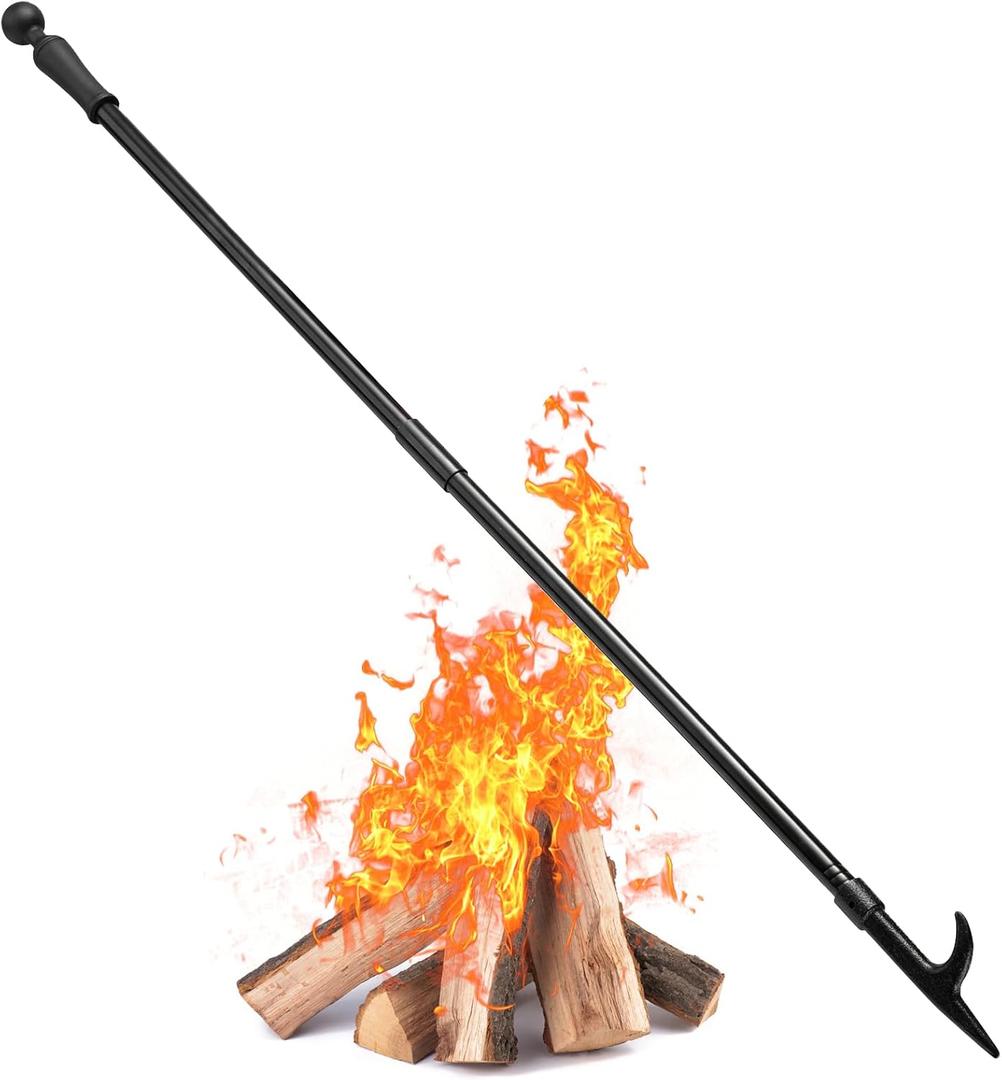 BeBecome Fire Poker for Fire Pit, 46 Inch Extra Long Portable Campfire Poker for Fireplace, Camping, Wood Stove, Outdoor and Indoor Use, Rust Resistant Stainless Steel Black Finish (1 Pac)