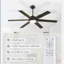 58 Inch Ceiling Fans with Lights and Remote, Black Indoor/Outdoor Ceiling Fan with Quiet Reversible DC Motor, 6 Speeds, 3CCT, 6 Blades Large Ceiling Fan for Living Room Bedroom Patio