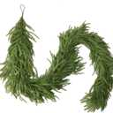 Extra Full Norfolk Pine Cedar Garland, 6FT Heavyweight Artificial Christmas Garland with 120 Tips, Real Touch Pine Garland for Mantel Table, Indoor Outdoor Holiday Decoration