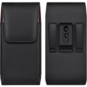 Leather Cell Phone Holster with Belt Clip Strong Magnetic Closure for iPhone Pro 17 16 15 14 13 12 16e, Samsung Galaxy S25 S24 S23 S22 S21, M-Black