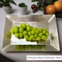 Stainless Steel Rectangular Serving Tray,Multipurpose Hammered Silver Large Decorative Platters,Organizer Tray for Kitchen Or Bathroom
