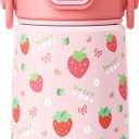 Fimibuke Kids Insulated Water Bottle with Straw Lid & Handle - 14oz BPA-FREE 18/8 Stainless Steel Metal Tumbler Leak Proof Double Wall Vacuum Kids Cup Toddler Water Bottle for School Boys Girls