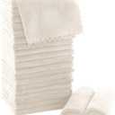 MOONQUEEN Ultra Soft Premium Washcloths Set - 12 x 12 inches - 24 Pack - Quick Drying - Highly Absorbent Coral Velvet Bathroom Wash Clothes - Use as Bath, Spa, Facial, Fingertip Towel (Cream)