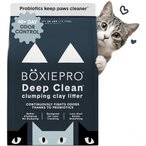 Boxie Probiotic Cat Litter, 40 Day Odor Control, Clumping Clay Kitty Litter, Odor Eliminating Probiotics, Dust-Free, No Fragrances No Fillers, 28 lb