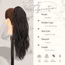FESHFEN Ponytail Extensions, Long Claw Clip in Ponytail Hairpiece Synthetic Pony Tails Hair Piece Natural Wavy Hairpieces for Women, 20 inch Dark Brown