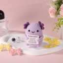 TOYMIS Positive Axolotl Crochet, Mini Cute Pocket Knitted Encouragement Axolotl Emotional Plush Animal Crochet Toy Uplifting Gifts for Friends Party Decoration Christmas Day Birthday Presents(Purple)