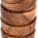 EDHAS Bowl Sets Acacia Round Bowl for Condiments, Dip Sauce, Nuts, Candy and More (Set of 4), (3" x 3" x 2")