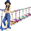 Kids Scooter  Children and Toddler 3 Wheel Kick Scooter  LED Wheel Lights Illuminate When Rolling Adjustable Handlebar  Indoor and Outdoor (Blue)