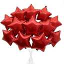Red Star Foil Balloons 16 Inch | 12 Pack Mylar Balloons for Birthday Party, Wedding, Baby Shower, Anniversary Decorations - Reusable Metallic Red Balloons with Straw for Air & Helium Inflation