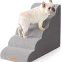 Gardner Pet Dog Stairs for Small Dogs 22.8" H, Curved 5-Step Pet Stairs, Dog Steps for High Bed, Couch (24-30 in) with Durable Non-Slip Waterproof Fabric Cover and CertiPUR-US Certified Foam (Grey)